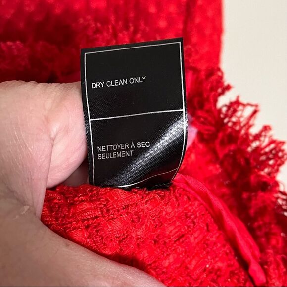 BB Dakota Feeling Fancy Red Tweed Zip Front Collarless Jacket Blazer Size Small - Picture 11 of 12